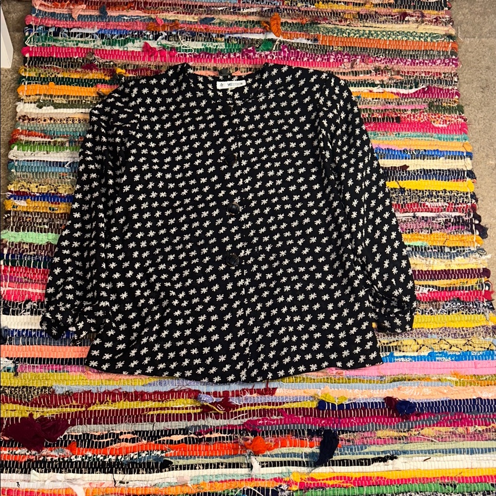 Vintage Black and White Patterned Blouse